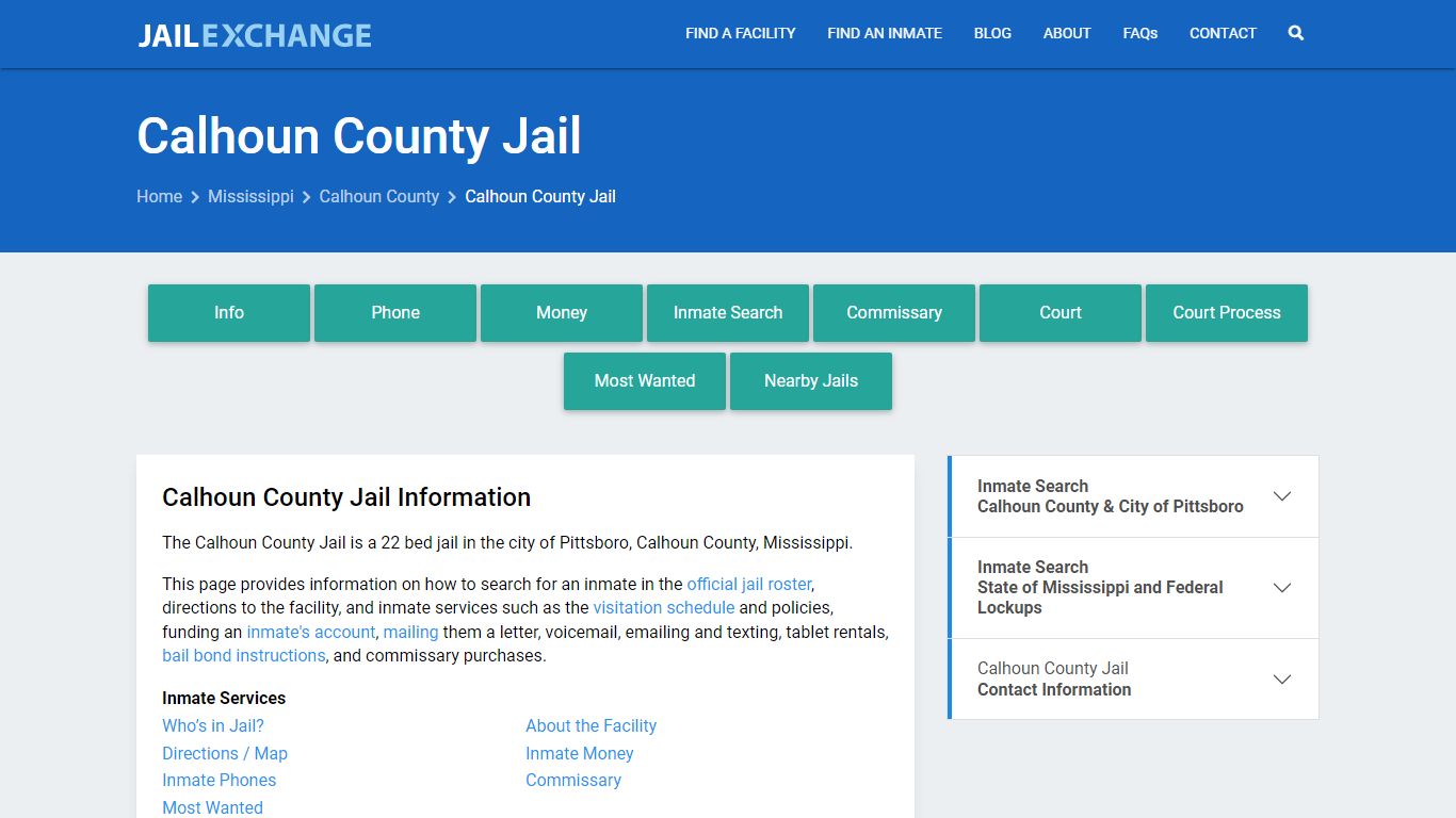 Calhoun County Jail, MS - Jail Exchange