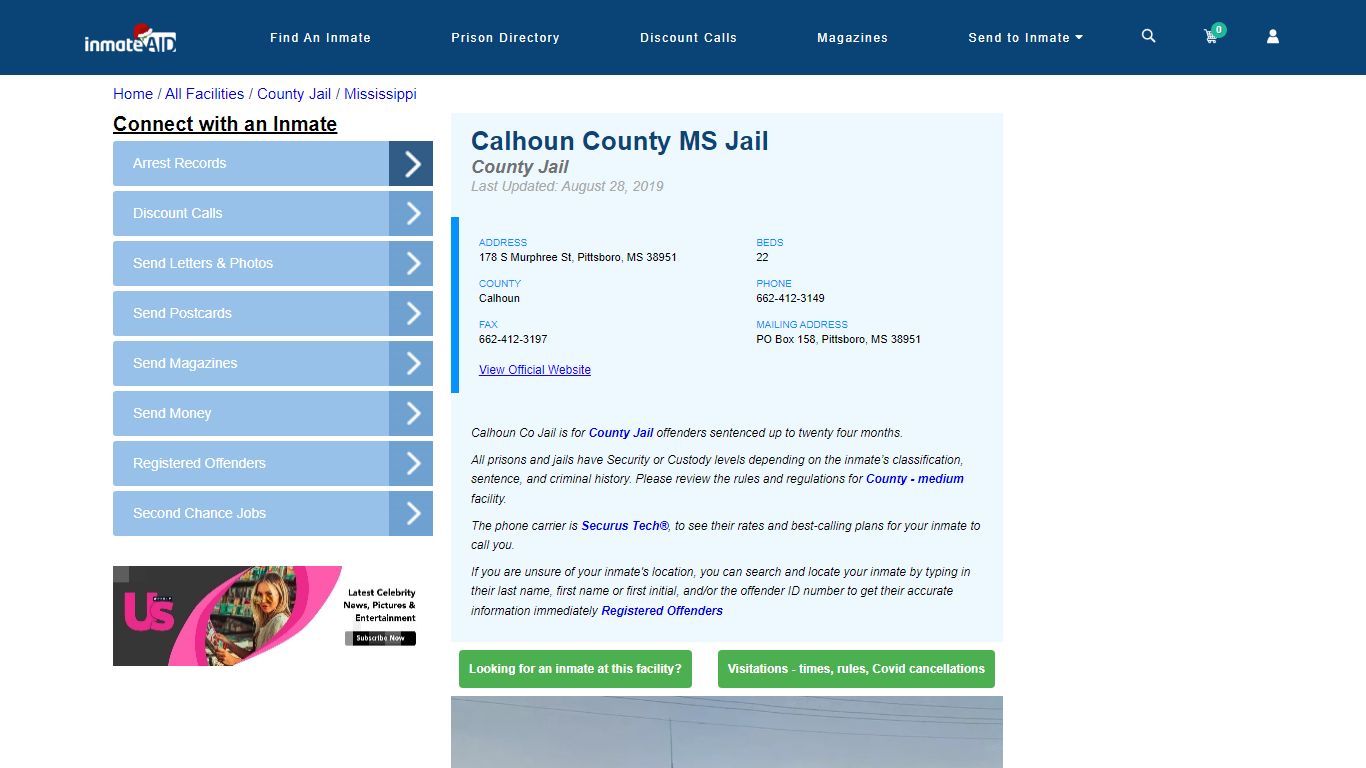 Calhoun County MS Jail - Inmate Locator - Pittsboro, MS